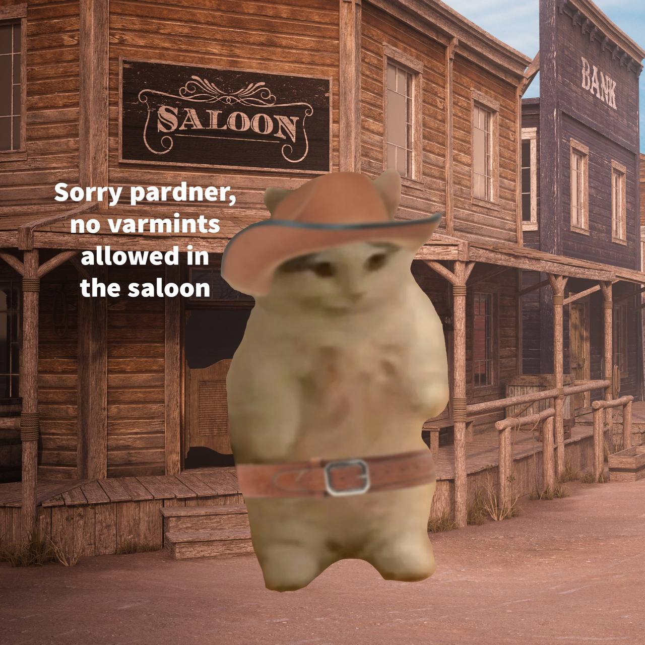 Sorry pardner, по varmints allowed in i the saloon