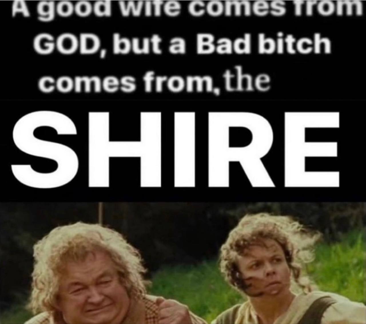 A wire comes ПОП GOD, but a Bad bitch comes from, the SHIRE