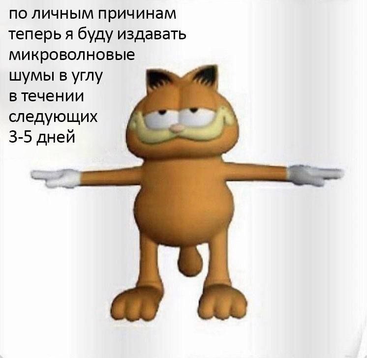 по личным причинам теперь я буду издавать микроволновые шумы в углу в течении следующих 3-5 дней