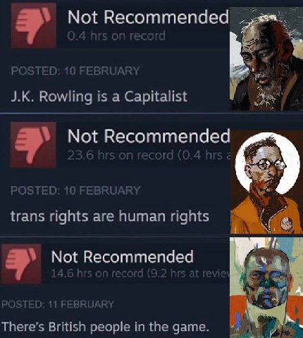 Not Recommended Rowling is а Capitalist Not Recommended trans rights are human rights Not Recommended i И There’s British people the дате. к.