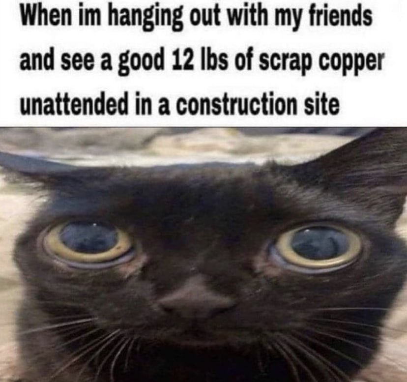 When hanging out with my friends and see a good 12 lbs of scrap copper unattended in a construction site