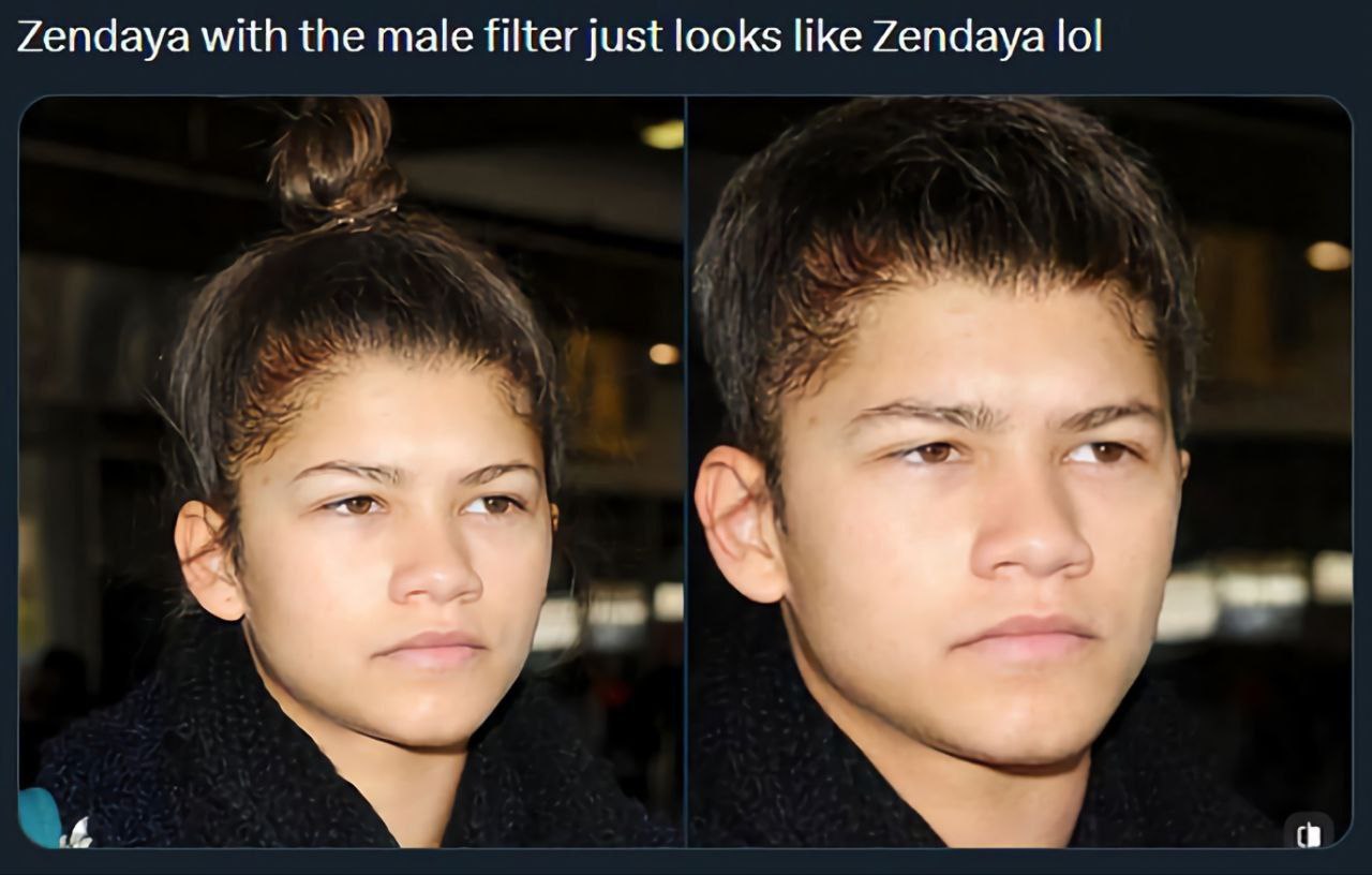 Zendaya with the male filter just looks like Zendaya lol