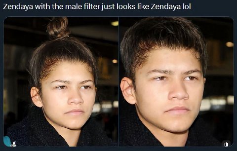 Zendaya with the male filter just looks like Zendaya lol