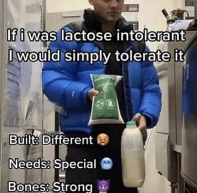 If i was lactose intolerant would simply tolerate It Built” Different Needs: Special Bones: Strong