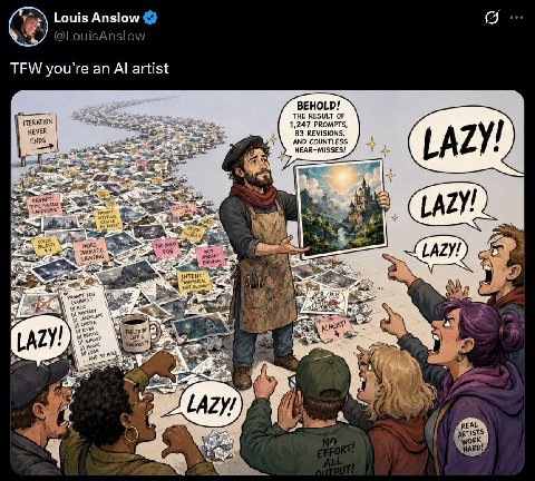 Louis Anslow Я @LouisAnslow TFW you’re an artist BEHOLD! ITERATION THE RESULT OF NEVER 1,247 PROMPTS, ENDS 83 REVISIONS, AND NEAR-MIsses! у у у a one 4 а gale 3 a if REAL 4 HARD!