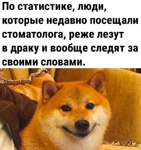 По статистике, люди, которые недавно посещали стоматолога, реже лезут в драку и вообще следят за своими словами.