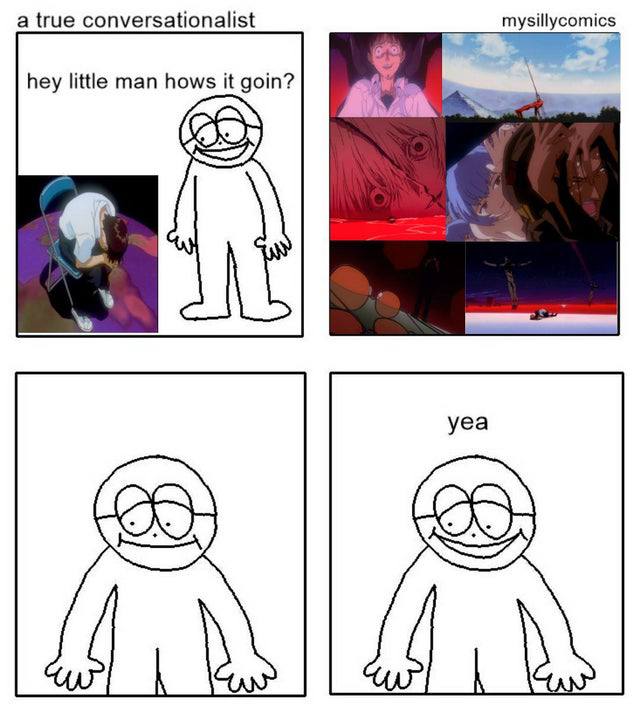 а {гие conversationalist mysillycomics hey little man hows it goin?