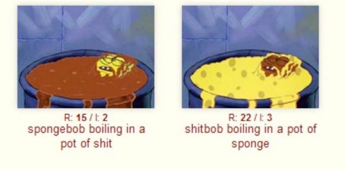 В: В: 22113 spongebob boiling in а shitbob boiling in a pot of pot of shit sponge
