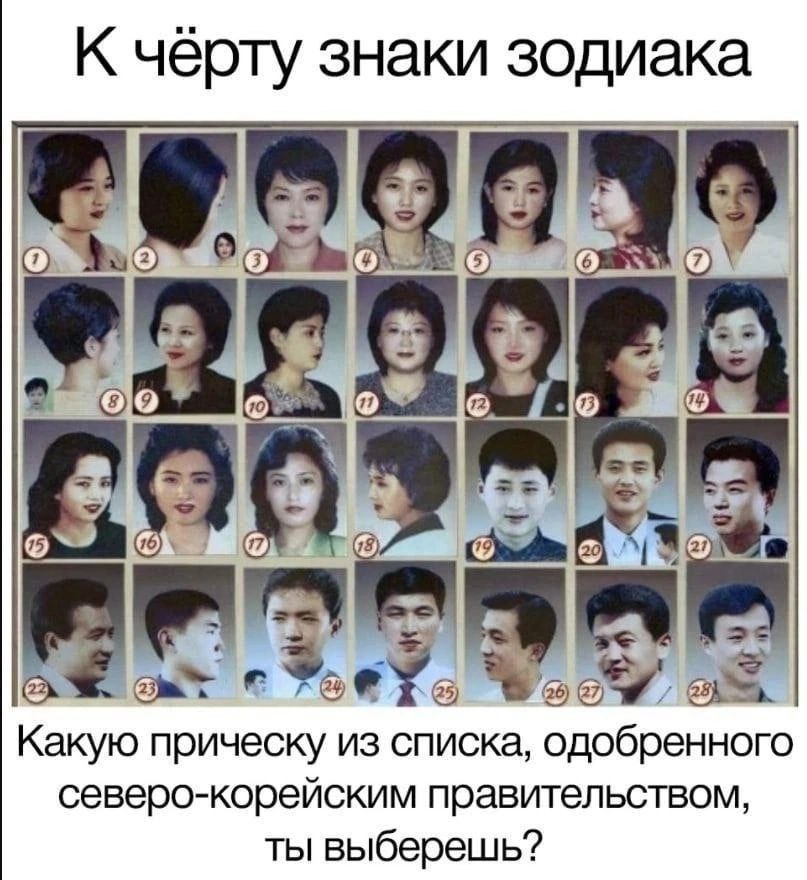 К чёрту знаки зодиака 4 at aS Какую прическу из списка, одобренного северо-корейским правительством, ты выберешь?