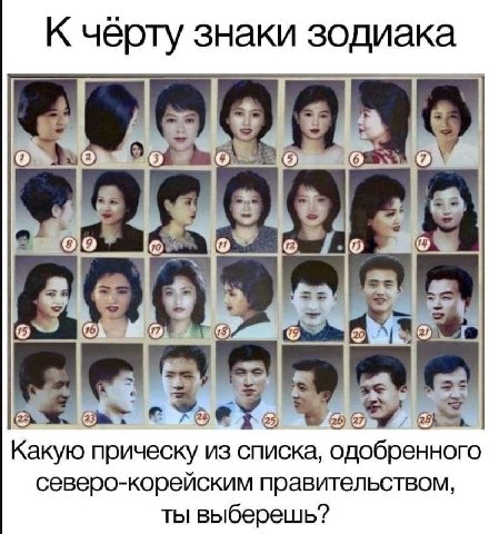 К чёрту знаки зодиака 4 at aS Какую прическу из списка, одобренного северо-корейским правительством, ты выберешь?
