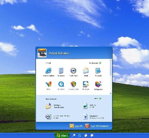 Administrator Pinned В Internet Explorer tor Media Player Email Notepad MSN Security Center RealPlayer Defragment Recommended More My Music ago Yesterday at 803 a Log Off Turn Off Computer 21 start в