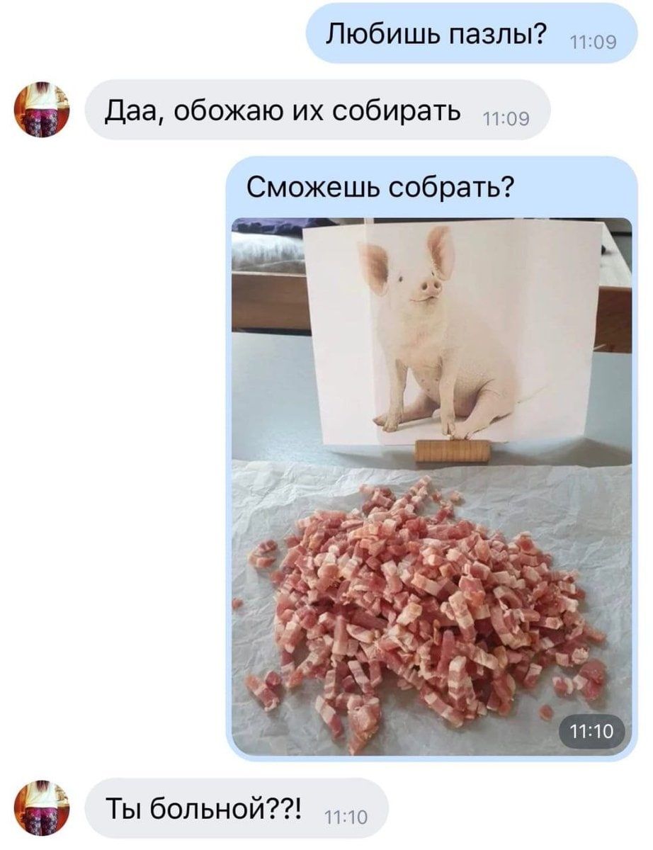Любишь пазлы? 11:09 ‘egy Даа, обожаю собирать 44-99 Сможешь собрать? я 11:10 Ты больной??!