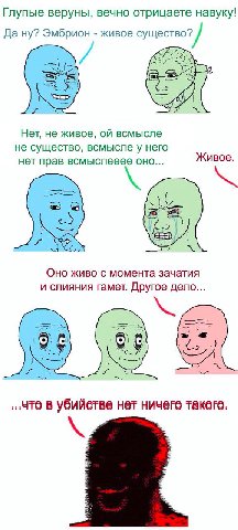 Глупые веруны, вечно отрицаете навуку! Да Эмбрион живое существо? “я Нет, не живое, всмысле не существо, всмысле у него Живое нет прав всмыслееее оно... hey и. Оно живо с момента зачатия и слияния гам