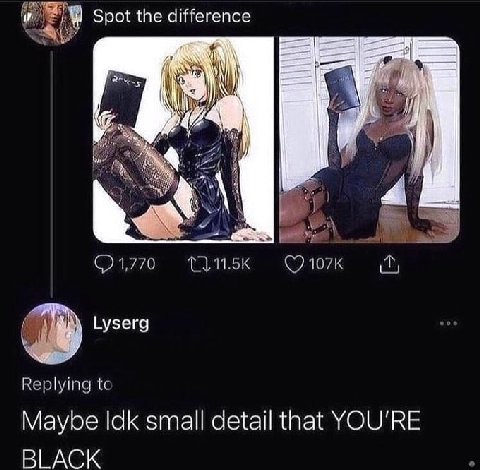 Spot the difference Lyserg Maybe Idk small аща that YOU'RE BLACK