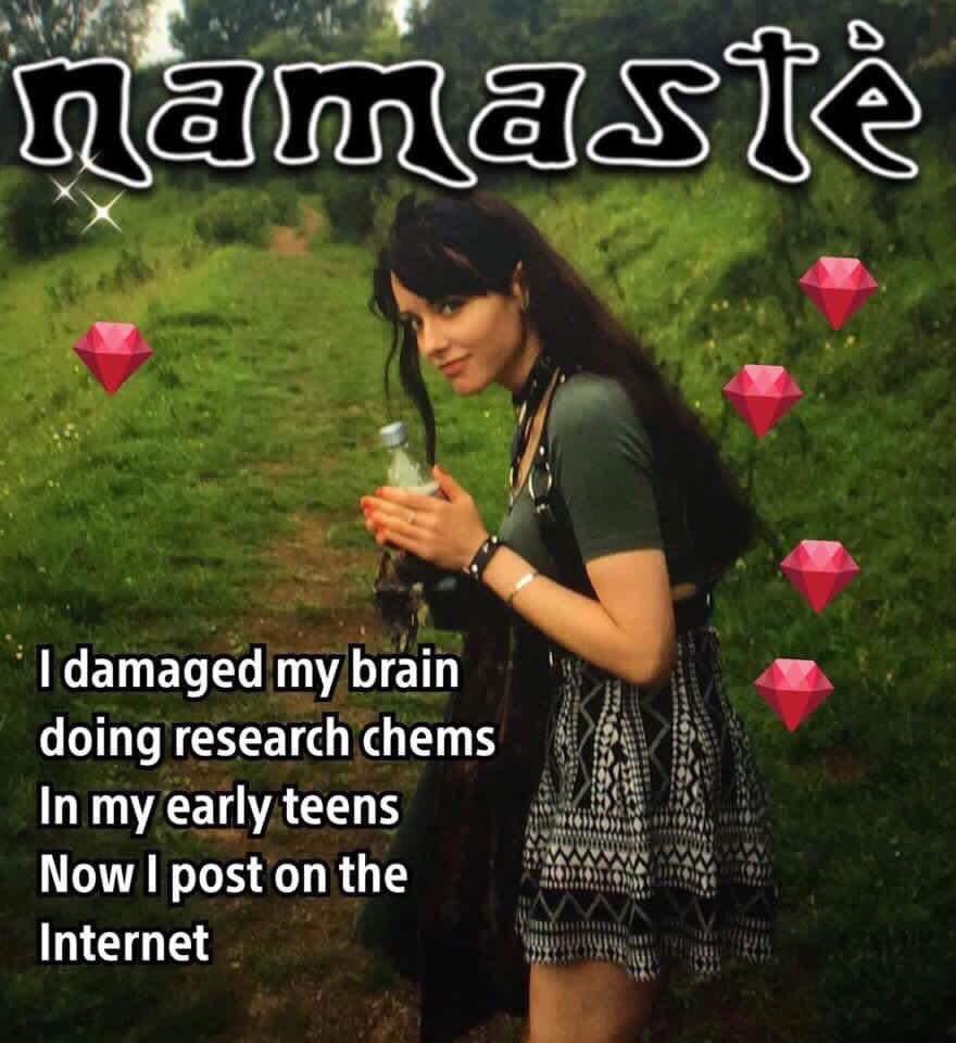damaged my brain doing research chems In my early teens Now post on the Internet