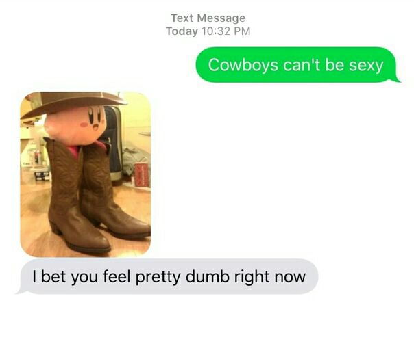 Text Message Today 10:32 Cowboys can't be sexy bet you feel pretty dumb right now