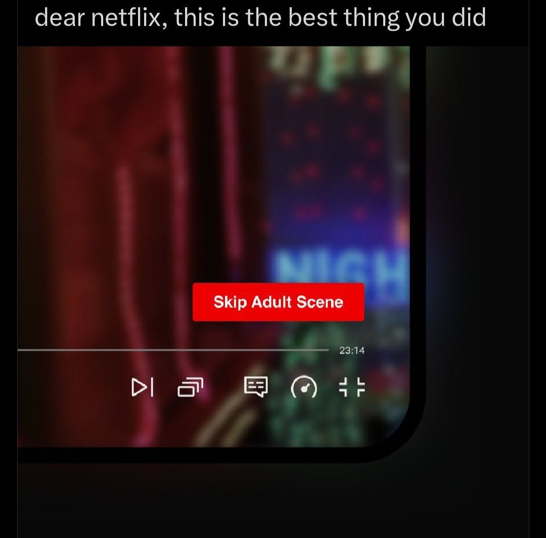dear netflix, this is the best thing you did Skip Adult Scene