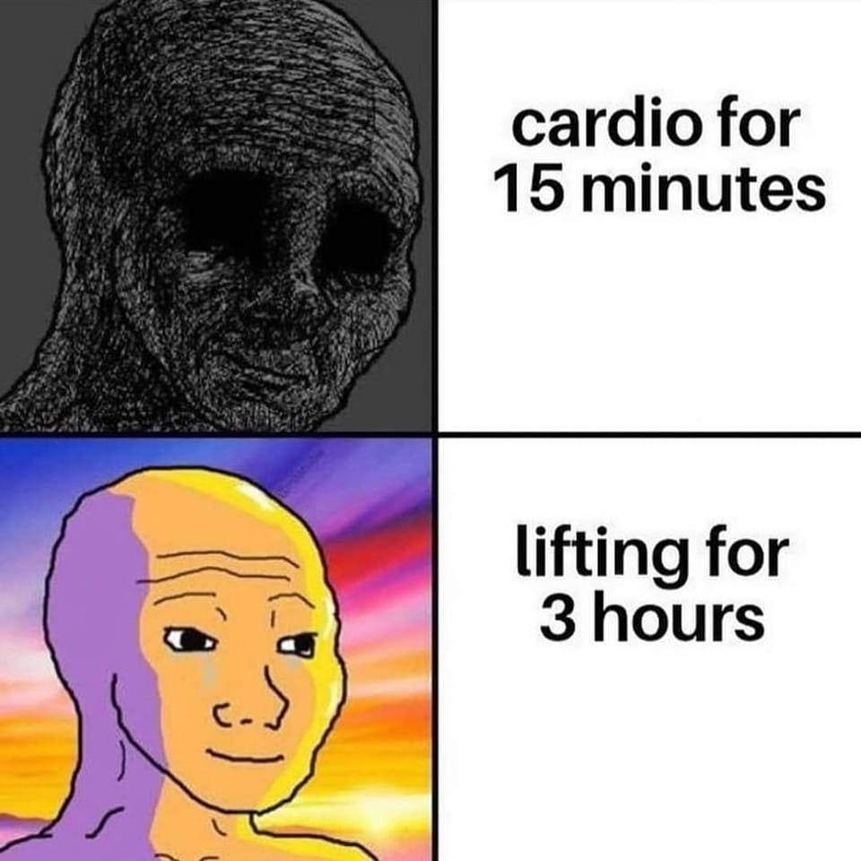 cardio for 15 minutes lifting for 3 hours