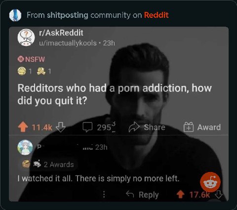 From shitposting community on Reddit a porn 295° ana 2 Awards it all. There is simply no more left. Веру