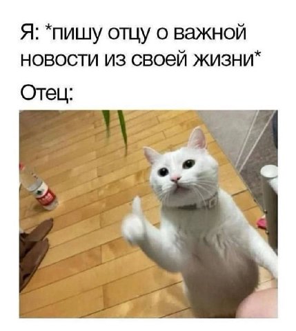 Я: *пишу отцу о важной НОВОСТИ ИЗ своей жизни* Отец: