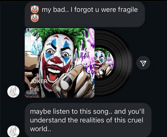 my bad.. forgot и were fragile ЗОКЕВ\ Dax maybe listen to this song.. and you'll understand the realities of this cruel о world..