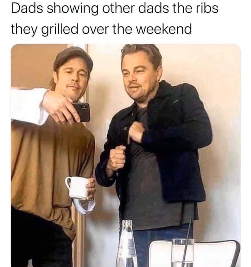 Dads showing other dads the ribs they grilled over the weekend 7