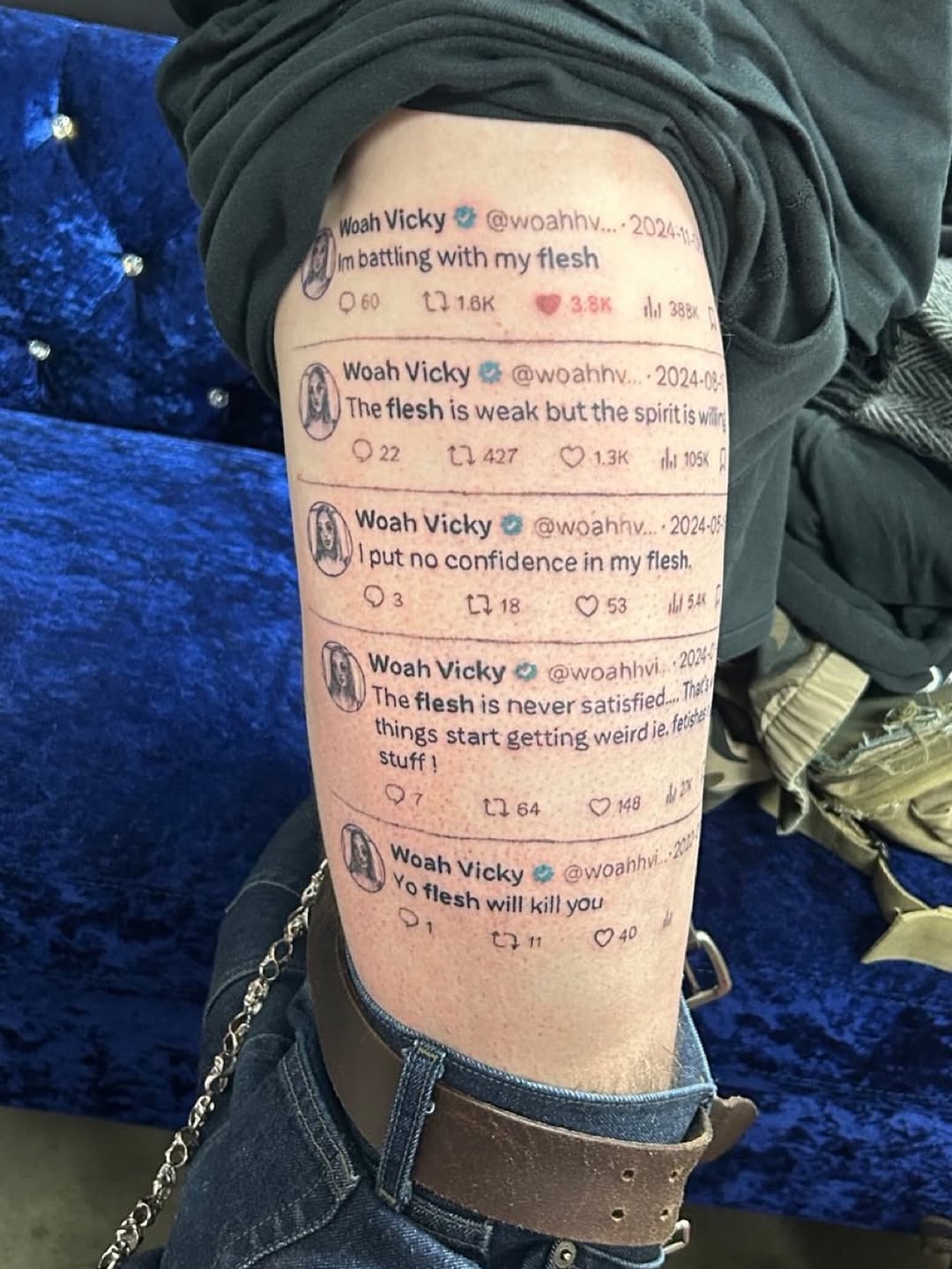 woah Vicky у 4 with my flesh 16к Woah Vicky is weak but the spiritisy ARK Woah Vicky @woa 204 put no confidence in flesh 3 173 18 53 The flesh is never satisfied start getting Stuff 1 64 will kill you