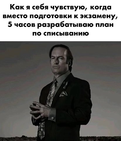 Как я себя чувствую, когда вместо подготовки к экзамену, 5 часов разрабатываю план по списыванию