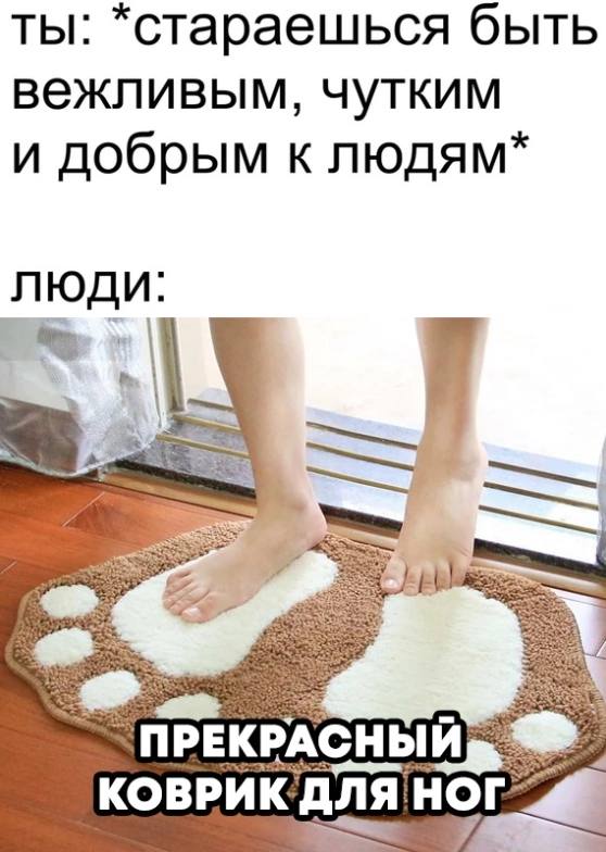 ТЫ стараешься быть вежливым, чутким и добрым к людям ЛЮДИ КОВРИК. для НОГ.