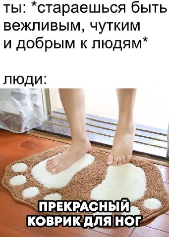 ТЫ стараешься быть вежливым, чутким и добрым к людям ЛЮДИ КОВРИК. для НОГ.