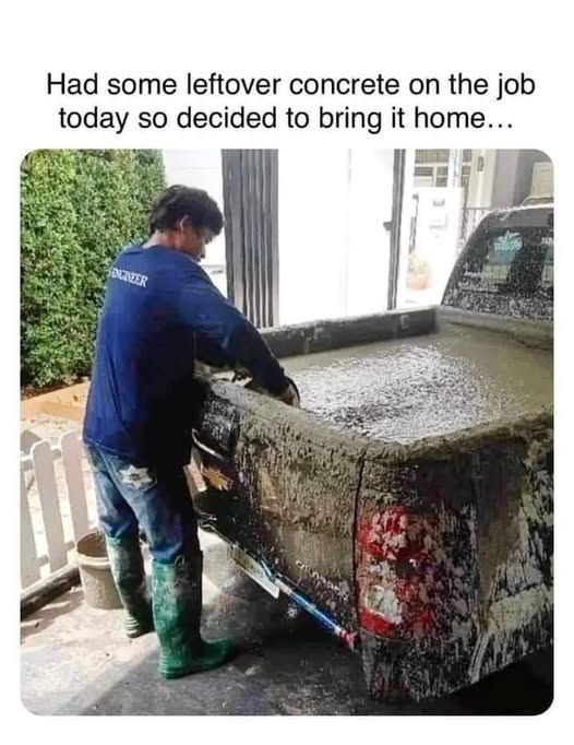 Had some leftover concrete on the job today so decided to bring it home... а A