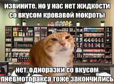 ИЗВИНИТЕ, НО HET жидкости вкусом кровавой мокроты WES ttt 2464 6488 a нет, одноразки тоже закончились