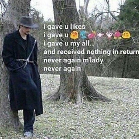 2 3 igaveulikes A у дауе и my all.. and received nothing return у never again milady never again 2 a и 4