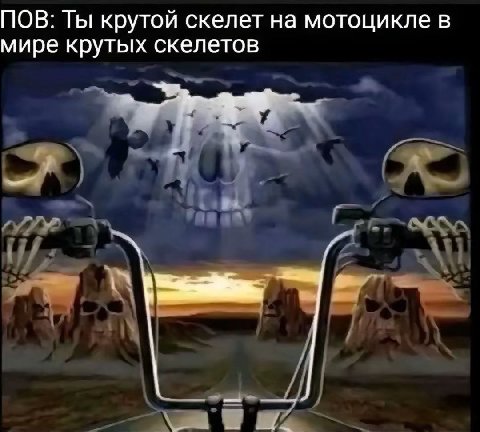 ПОВ: Ты крутой скелет на мотоцикле в мире крутых скелетов