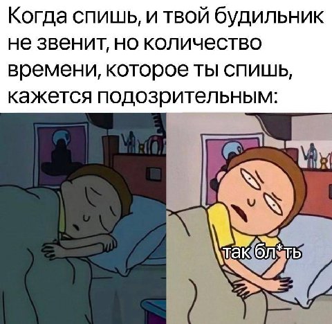 Когда спишь, и твой будильник не звенит, но количество времени, которое ты спишь, кажется подозрительным: