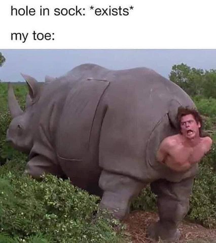 hole in sock: my toe: