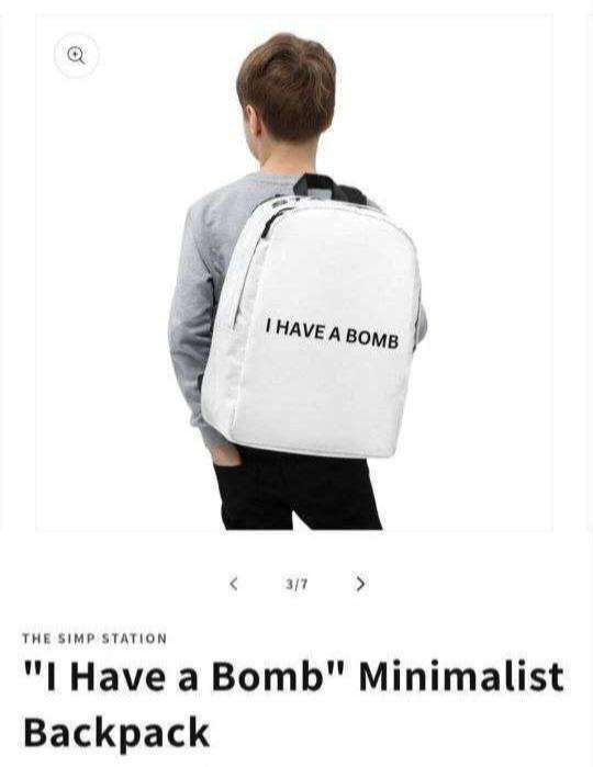 'НАУЕ А ВОМВ 3/7 THE SIMP STATION Have а Bomb" Minimalist Backpack