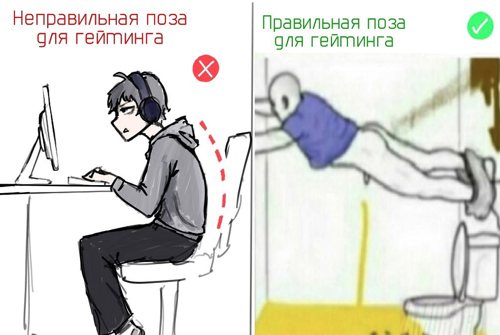Неправильная поза Правильная поза для гейгпинга для гейгпинга I AS
