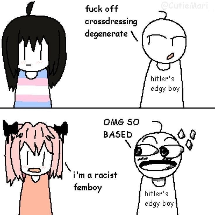 fuck of crossdressing degenerate hitler's edgy bay OMG SO BASED a racist femboy hitler's edgy bay