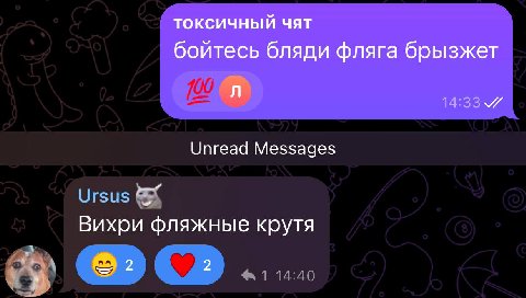 ТОКСИЧНЫЙ ЧЯТ бойтесь бляди фляга брызжет Unread Messages Ursus Вихри фляжные крутя 2 2