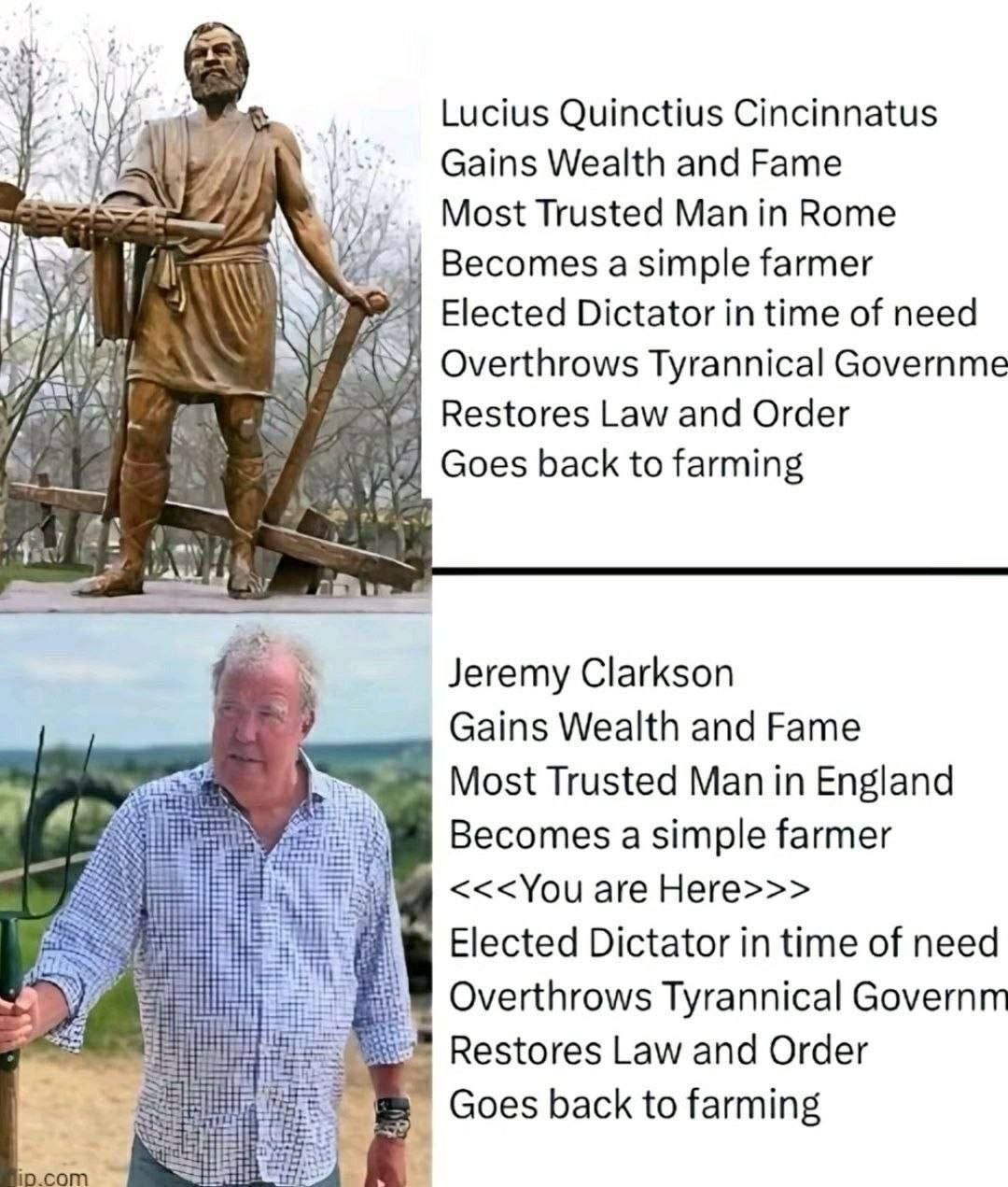 Lucius Quinctius Cincinnatus Gains Wealth and Fame Most Trusted Man Rome Becomes а simple farmer Elected Dictator in time of need Overthrows Tyrannical Governme Restores Law and Order Goes back to far