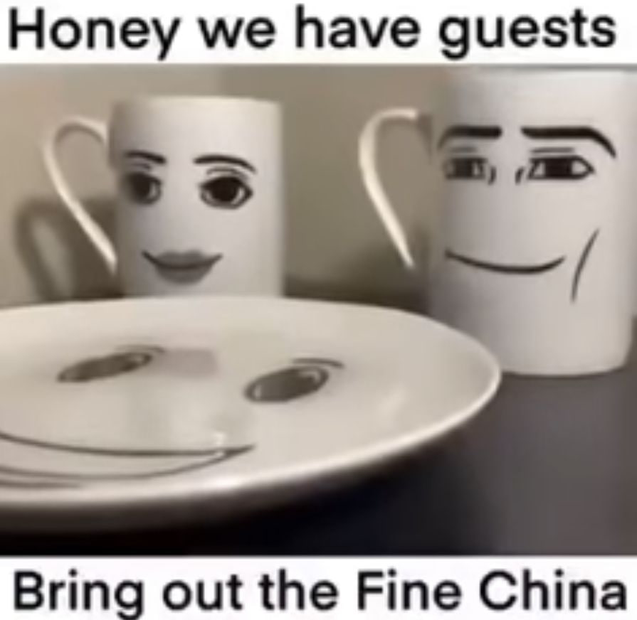 Honey we have guests Bring out the Fine China