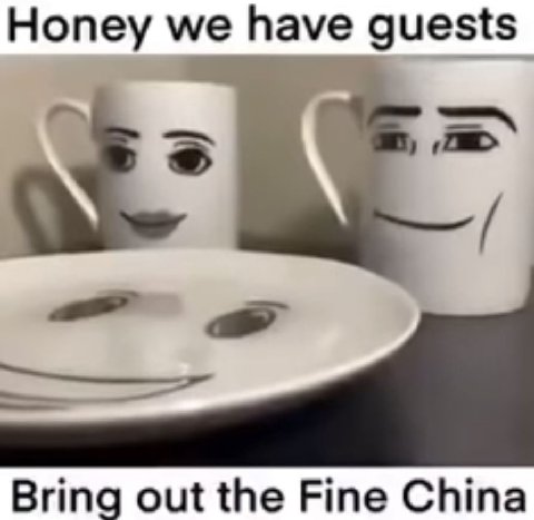 Honey we have guests Bring out the Fine China