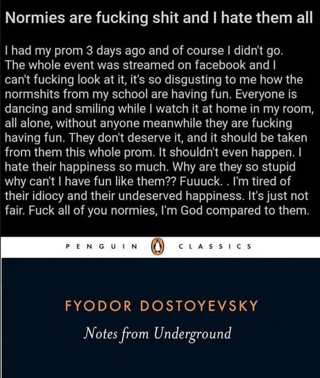 Normies are fucking shit and hate them all my prom 3 days ago and of course didn't The whole event was streamed on and cant fucking look at it, it's so disgusting to me how the normshits from my schoo