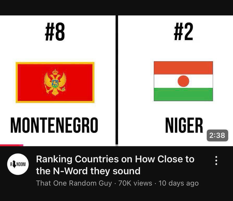 #8 #2 MONTENEGRO Ranking Countries on How Close to the N-Word they sound That One Random Guy views 10 days ago