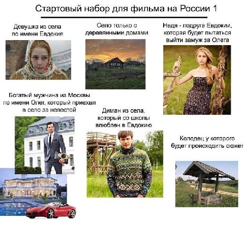 Стартовый набор для фильма на России 1 Девушка из села Село только с Надя подруга Евдокии, по имени Евдокия деревянными домами которая будет пытаться выйти замуж за Олега Богатый мужчина из Москвы по 
