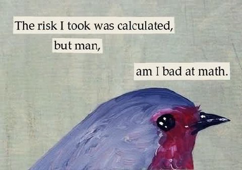 The risk I took was calculated, I bad at math.