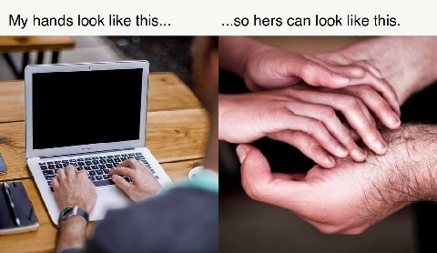 My hands look like this so hers can look like this ‘we