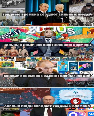 5 трудные времена создают сильных людей сильные люди создают хопошие к к РЕЗ хорошие времена создают слабых людей РОСКОМНАДЗОР слабые люди создают времена