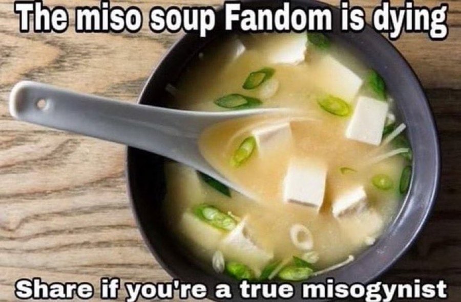 ~The miso soup Fandom is dying Share if you're a true misogynist
